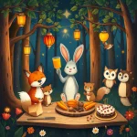 Ilustrácia k rozprávke: Kamaráti z Čarovného lesa