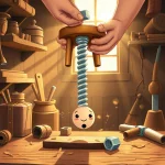 Ilustrácia k rozprávke: Skrutka a Matička: Príbeh o sile spolupráce v starej dielni
