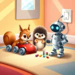 Ilustrácia k rozprávke: Filip a záhada tichého autíčka: Dobrodružstvo s elektrinou a bezpečnosťou