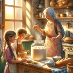 Ilustrácia k rozprávke: Tajomstvo Bublu: Dobrodružstvo s kváskom v babičkinej kuchyni