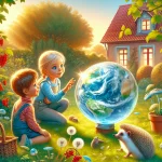 Ilustrácia k rozprávke: Čarovný balón a cesta od záhrady až ku hviezdam