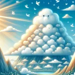 Ilustrácia k rozprávke: Objavko a jeho prvé dobrodružstvo: Ako malý obláčik zachránil Smädnú dolinu