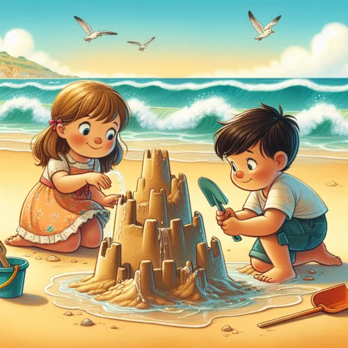 Ilustrácia k rozprávke: Tajomstvo pieskovej čarodejnice a jej morský koník