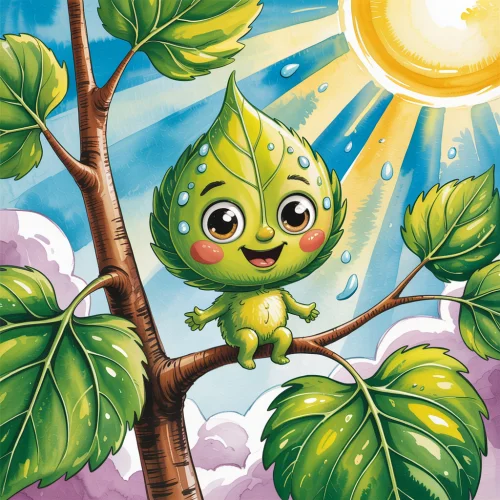 Ilustrácia k rozprávke: Ako malý list Lipko varí slnečný obed pre celý strom