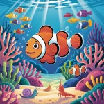 Ilustrácia k rozprávke: Nemo a jeho nový domov v morskej sasanke