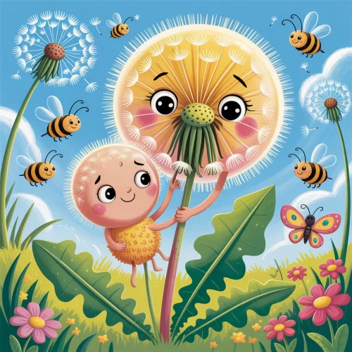 Ilustrácia k rozprávke: Malé semienko púpavy a jeho prvá cesta do sveta