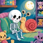 Ilustrácia k rozprávke: Kostlivec Kostík a tajomstvo kostry - Príbeh o priateľstve a sebaobjavení