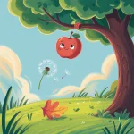 Ilustrácia k rozprávke: Malé jabĺčko Adamko a tajomstvo gravitácie