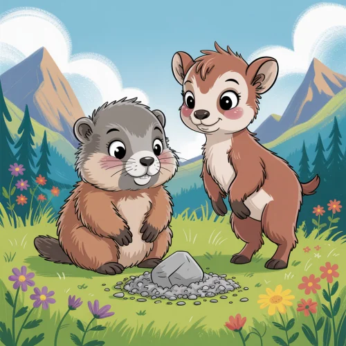 Ilustrácia k rozprávke: Tajomstvo zmiznutého kameňa: Ako svišť Filip objavil múdreho obra hôr