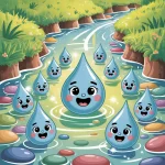 Ilustrácia k rozprávke: Magické dobrodružstvo kvapky Evky: Cesta cez oblaky a späť na zem