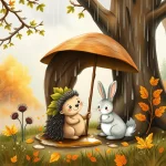 Ilustrácia k rozprávke: Pichliačikove dobrodružstvo v daždi