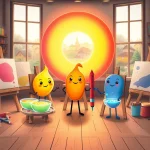 Ilustrácia k rozprávke: Stratené farby dúhy: Dobrodružstvo odvážnych farbičiek