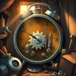 Ilustrácia k rozprávke: Dobrodružstvo odvážnych súčiastok v zabudnutom budíku