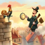Ilustrácia k rozprávke: Koruhviačik a zázračné zrkadielko: Príbeh malého kohútika na veži