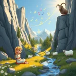 Ilustrácia k rozprávke: Ozvenka a melódia údolia: Príbeh o hľadaní vlastného hlasu v horách