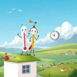 Ilustrácia k rozprávke: Tajomstvo tichej strechy: Príbeh troch meteorologických kamarátov