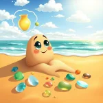 Ilustrácia k rozprávke: Kremienok a zázračná cesta od piesku k sklu: Príbeh veľkej premeny